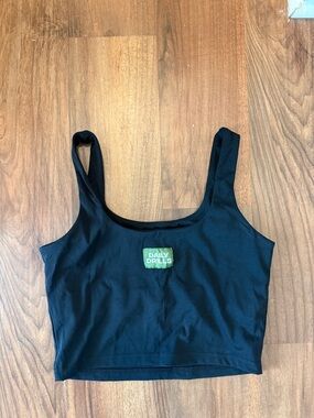 Daily Drills Black Crop Tank with Green Logo Patch
